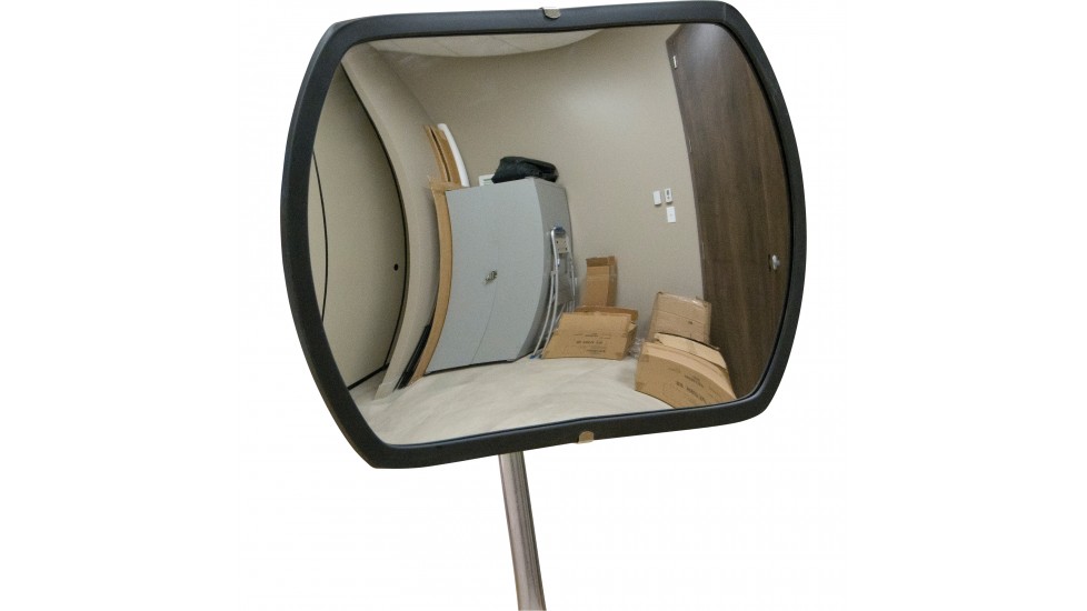Miroir convexe rectangulaire/rond avec bras télescopique, 24" h x 36" la, Intérieur/Extérieur Chacun
